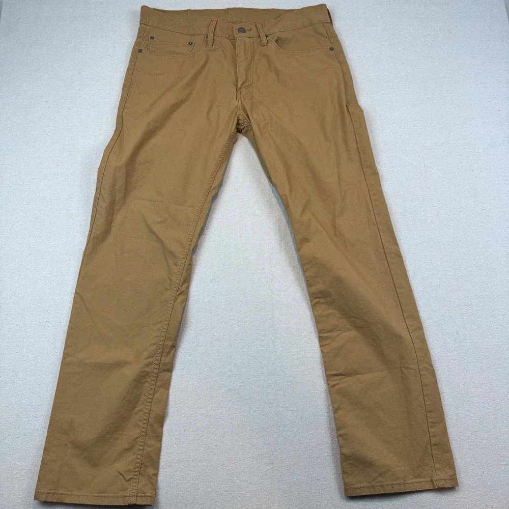 Levi's 34x32 514 Straight Pants Mens Tan Ripstop Cotton Casual Workwear
